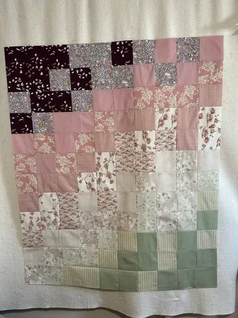 Purple And Green Simple Squares Baby Quilt