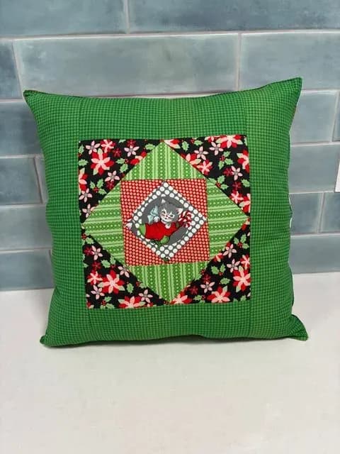 Kitty Christmas Pillow