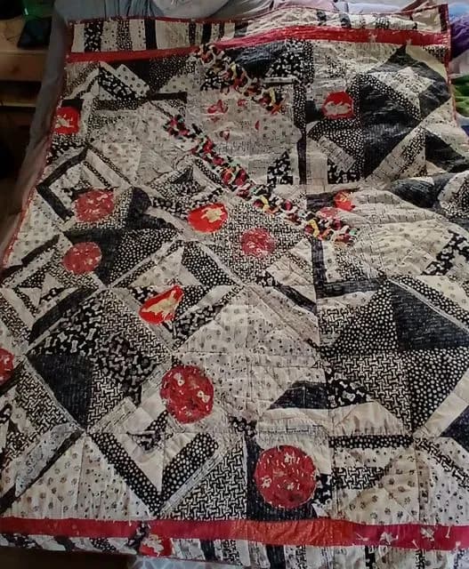 First Bed Quilt: Black And White Dog Quilt