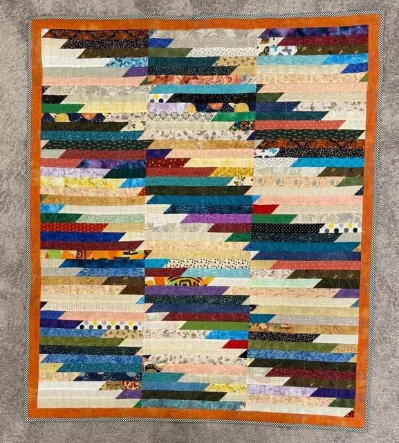 Scrappy Diagonal Strip Quilt