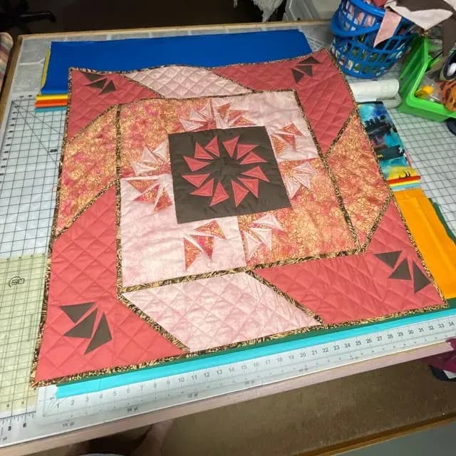 Pink And Brown Quilt Wall Hanging
