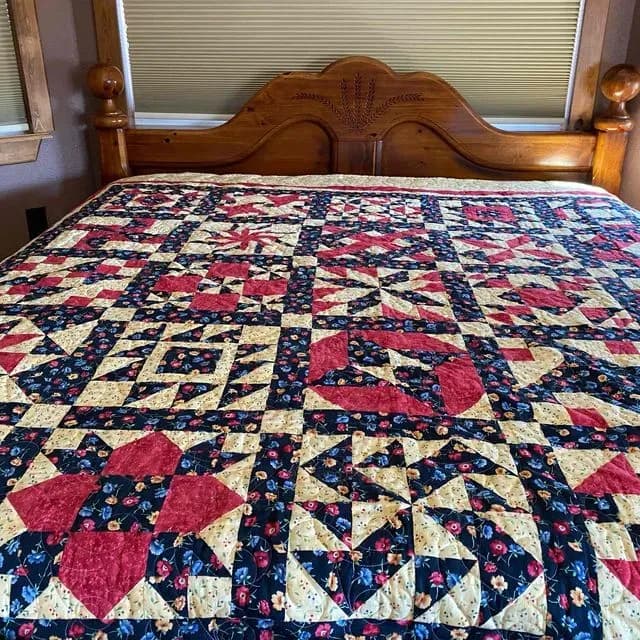 Yellow/Black/Red Sampler Quilt