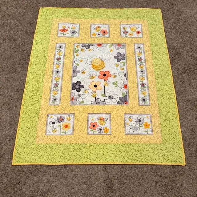 Yellow Bees Panel Quilt