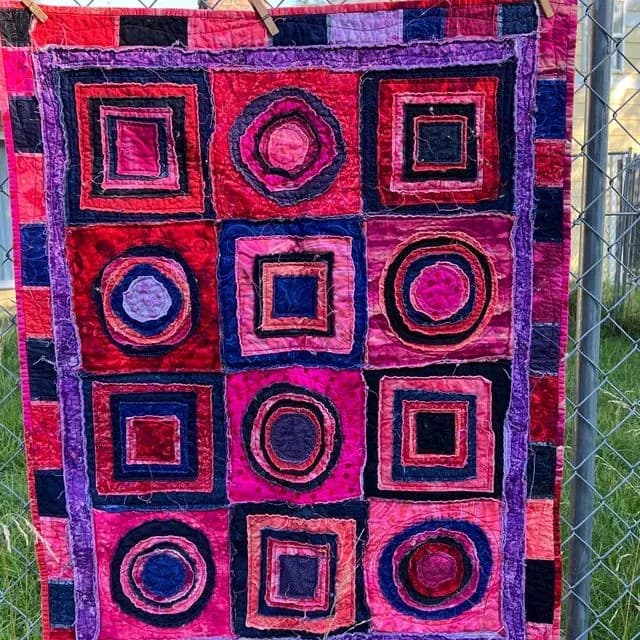 Circles And Squares Raw Edge Quilt