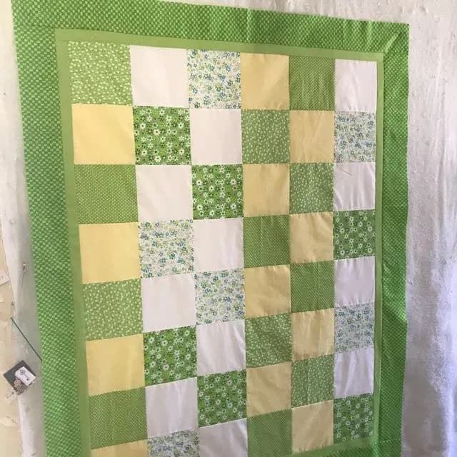 Green And Yellow One Patch Charity Quilt
