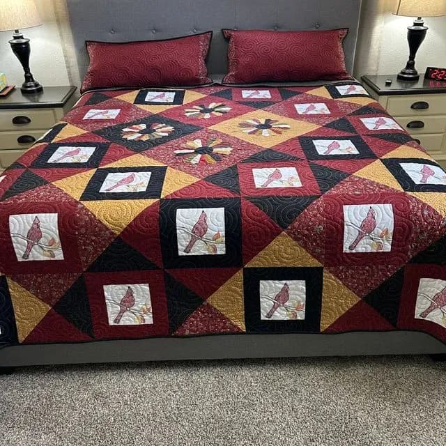 Cardinal Embroidery Quilt