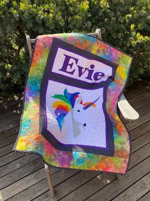 Evie’s Mini-me Rainbow Unicorn Quilt