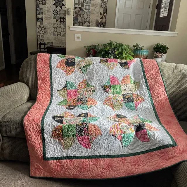 Peach Floral Throw