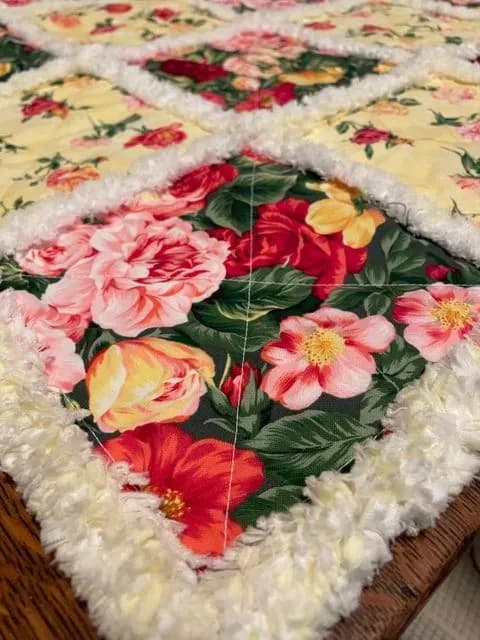 Charity Vintage Rose Baby Rag Quilt