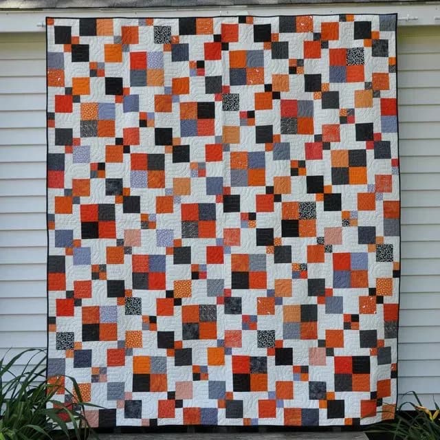 Orange & Black #2 - Disappearing Nine Patch