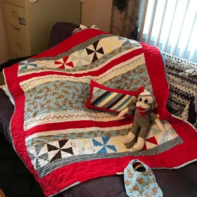 Sock monkey Baby quilt