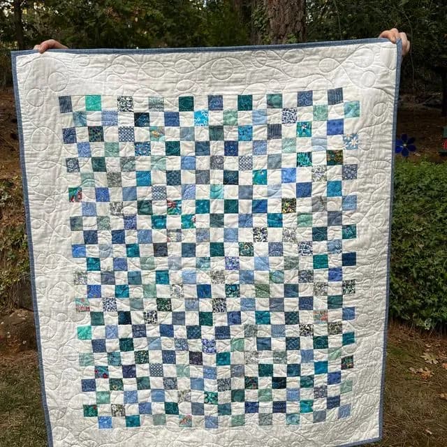 Blue Postage Stamp From Blue Scraps And Orphan Blocks