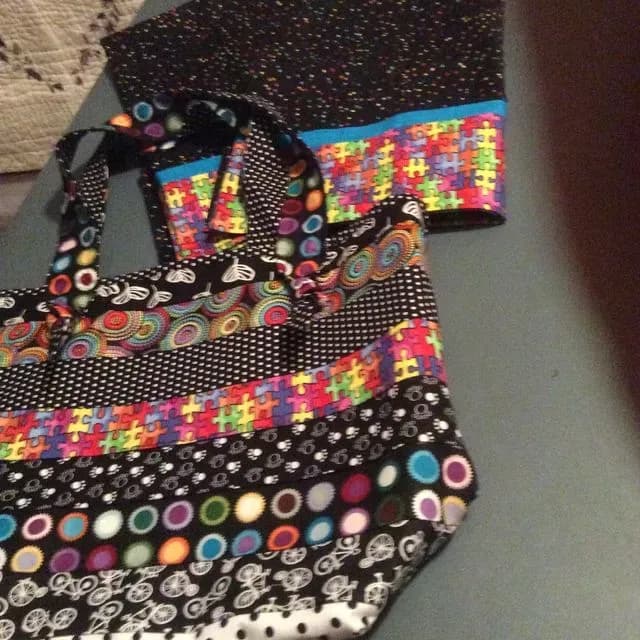 Bag and Pillow Case With Puzzle Fabric
