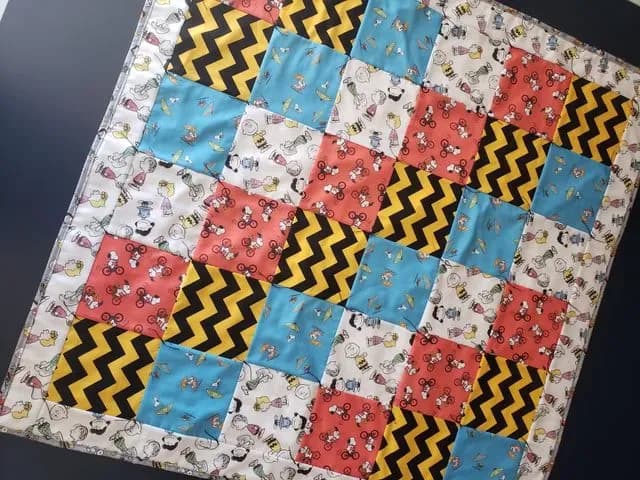 Diagonal Patchwork Baby Quilt And Matching Pillow