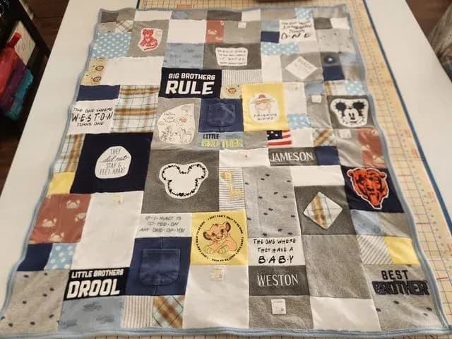 T-shirt Blanket Made From Baby Clothes Mosaic Style