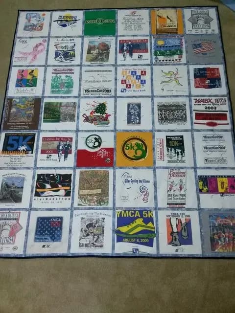 T-shirt Quilt Made From Running Race Shirts