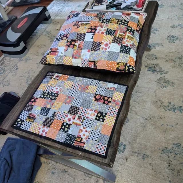 Placemat And pillow From Spooky Box Scraps