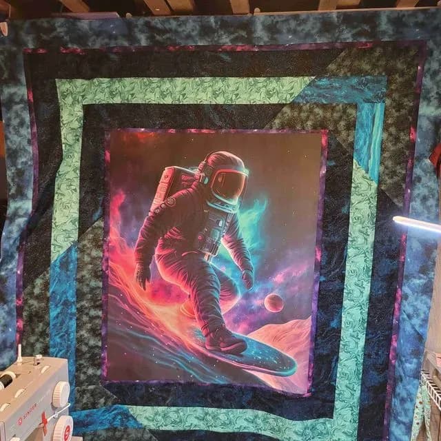 Surfing Spaceman Panel Quilt
