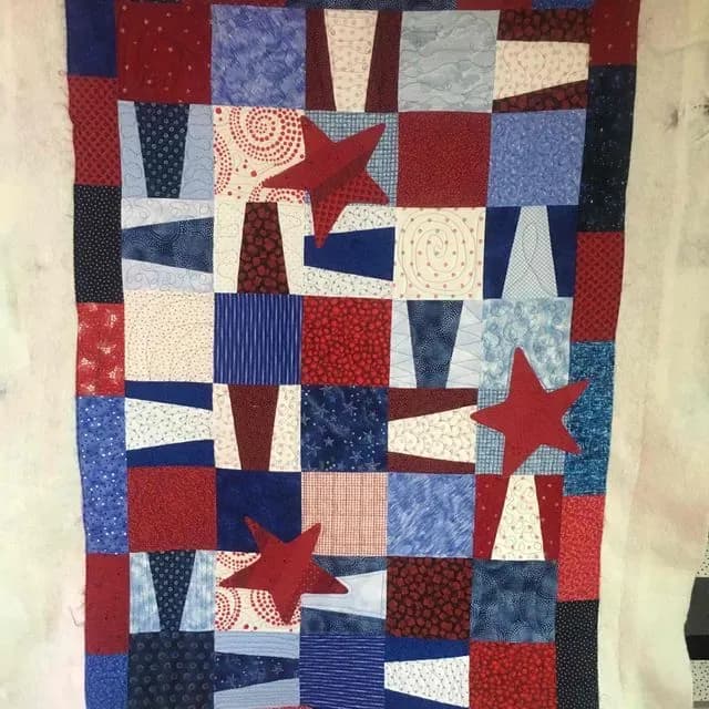 Red, white, and Blue Scrap Quilt