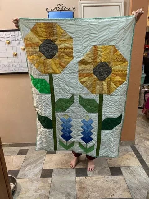 Sunflowers And Bluebonnets