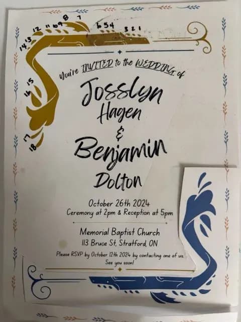 Ben and Josslyn’s Invite Pillow