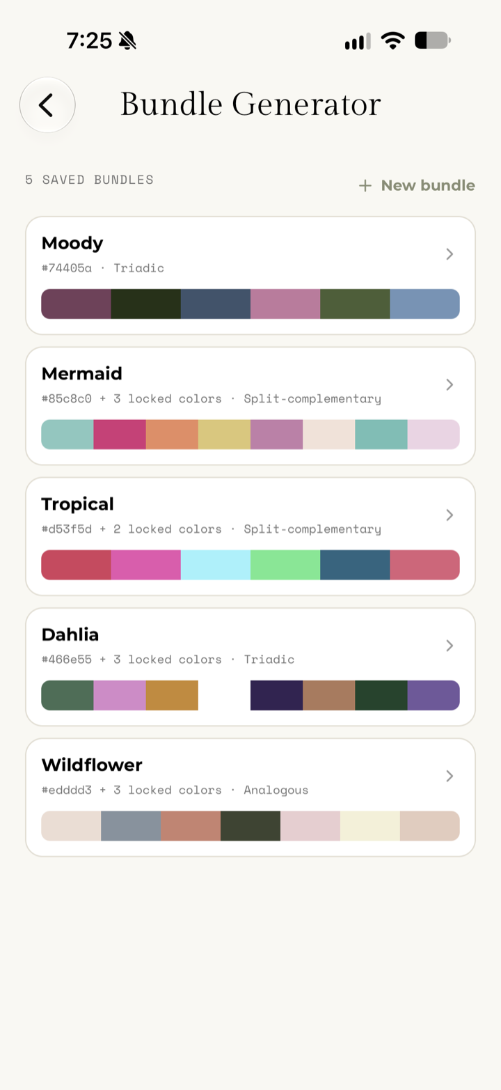 My Quilts — Bundle Generator with saved color bundles